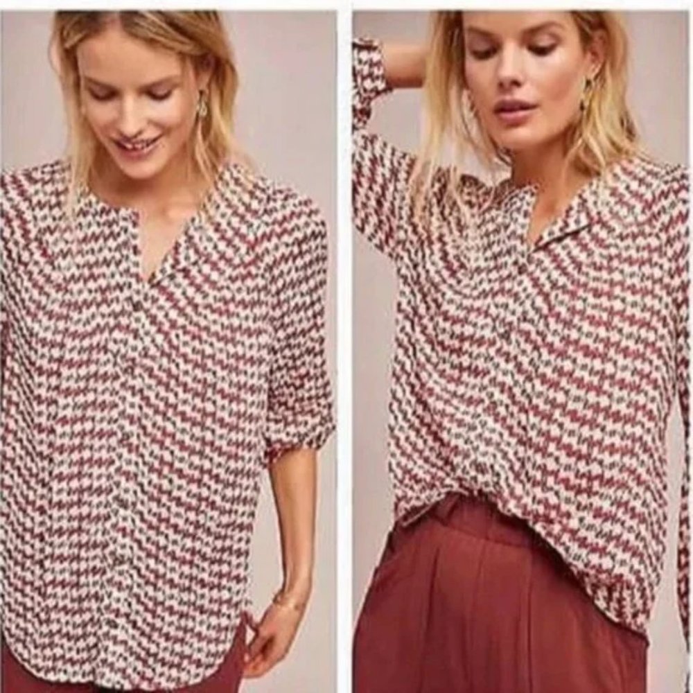 NWT Anthropologie Maeve Avignon Buttondown in Dog Print, Small